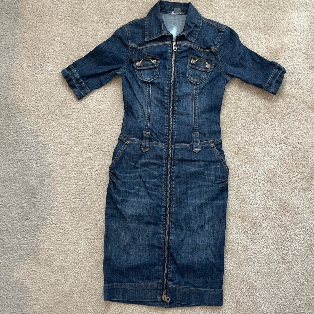 Armani Exchange Denim Zip-Up Dress